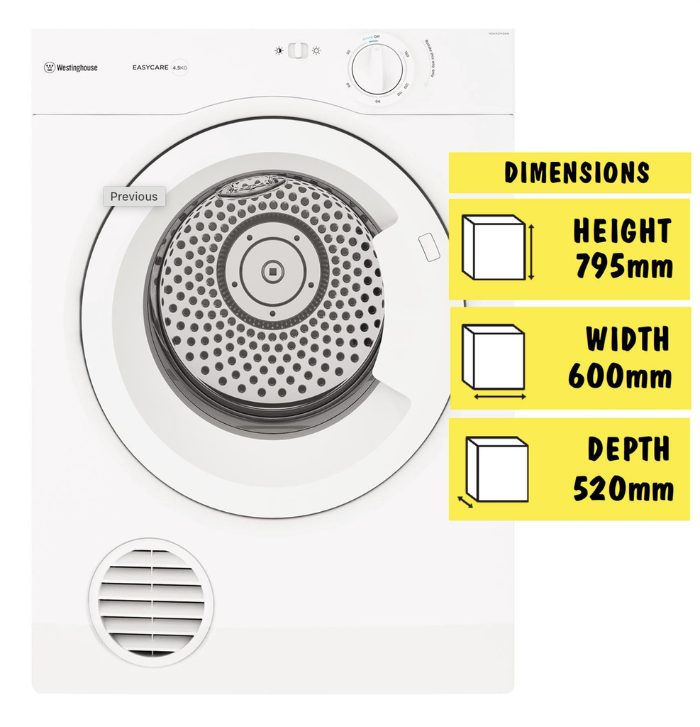 Westinghouse WDV457H3WB 4.5kg Vented Clothes Dryer