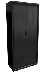 GO STEEL TAMBOUR DOOR CABINET 5 SHELVES 1981 X 1200 X 473MM BLACK